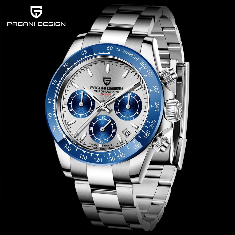 PAGANI DESIGN Top brand fashion men automatic date watches quartz sports men chronograph sapphire glass waterproof watch PD1644