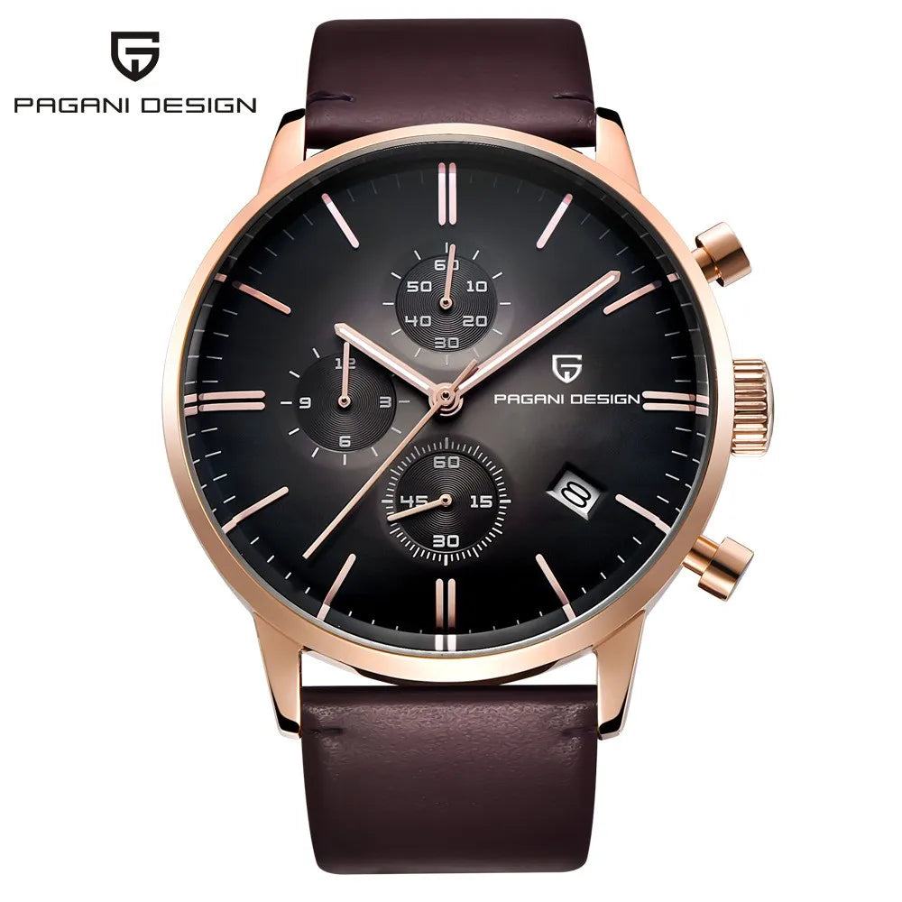 PAGANI DESIGN Original Brand Men Sports Military Quartz Watch Fashion Business Chronograph Leather Wristwatch Relogio Masculino