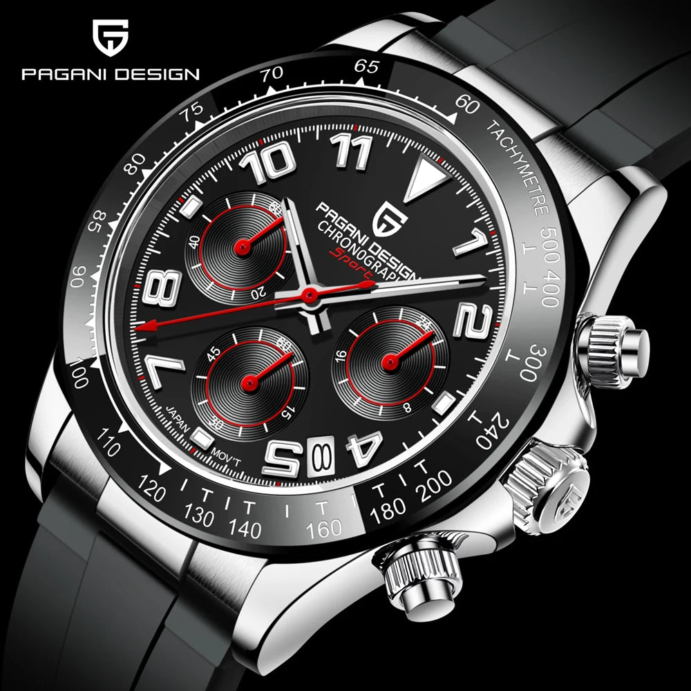 PAGANI DESIGN 2023 Top Brand Luxury Mens Watches Sports Quartz Sapphire Stainless Steel 100M Waterproof Chronograph Reloj Hombre