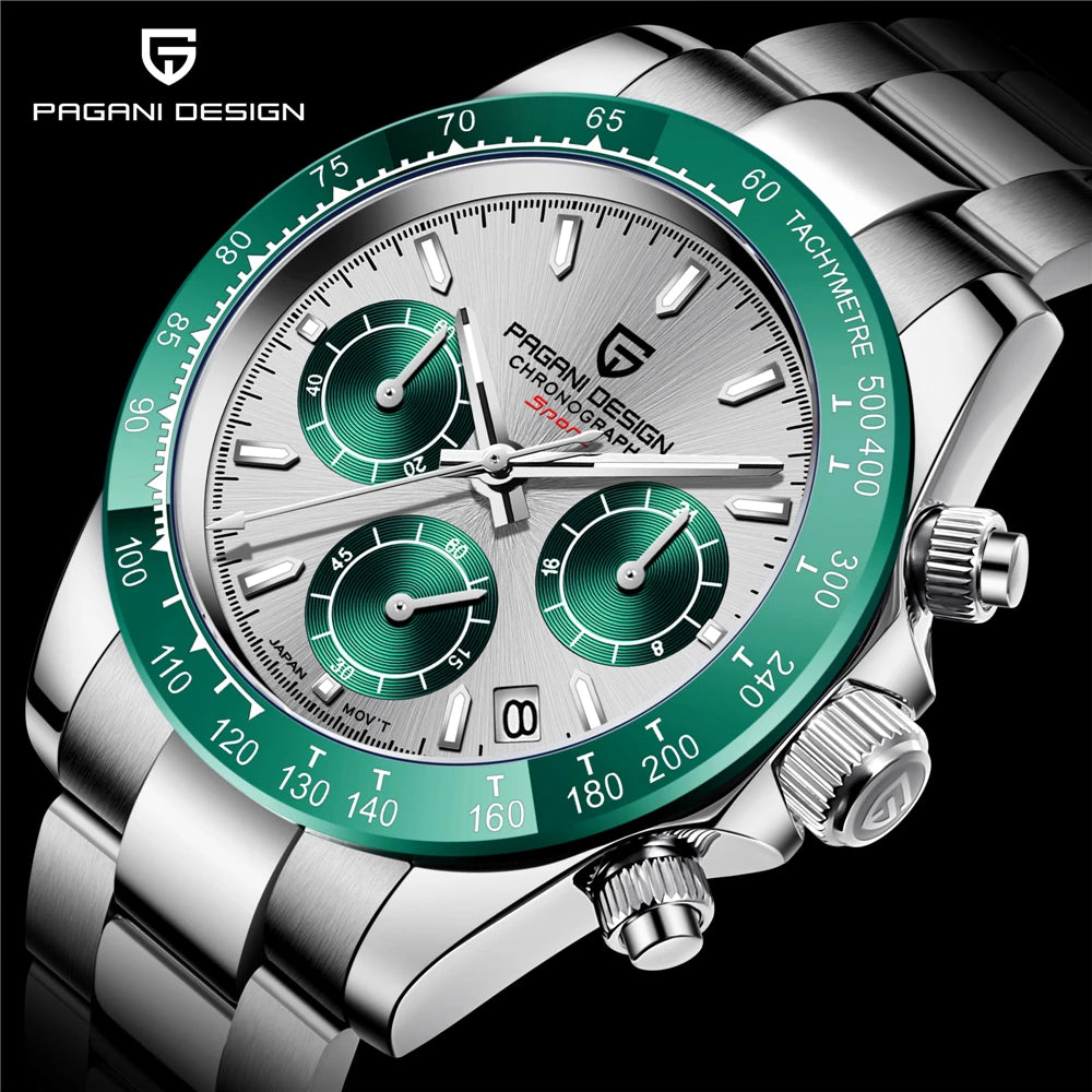 PAGANI DESIGN Top brand fashion men automatic date watches quartz sports men chronograph sapphire glass waterproof watch PD1644