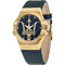 Maserati Potenza Gold Quartz Watch with Leather Strap