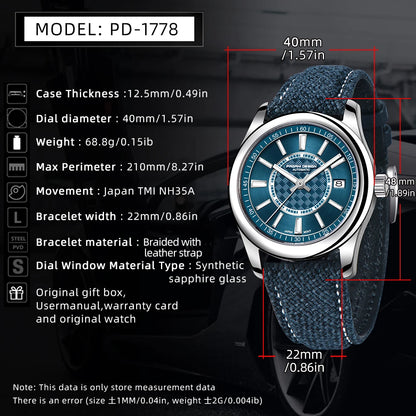 PAGANI DESIGN New 40mm Men Automatic Mechanical Watches NH35A Luxury Sapphire Stainless Steel 10Bar Clock Reloj Hombre