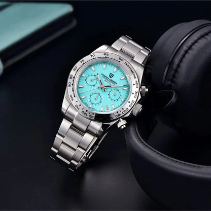 PAGANI DESIGN New Stainless Steel Bezel Men Quartz Wristwatches Luxury Sapphire Glass Chronograph VK63 Watch Men Reloj Hombre