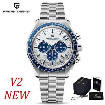 PAGANI DESIGN V4 New Quartz Men's Automatic Date Speed Chronograph Sapphire Mirror Sport Waterproof Watch All Steel VK63 Watches