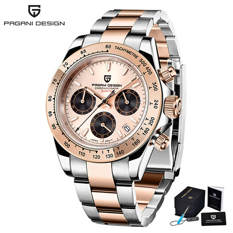 PAGANI DESIGN 2023 Top Brand Luxury Mens Watches Sports Quartz Sapphire Stainless Steel 100M Waterproof Chronograph Reloj Hombre