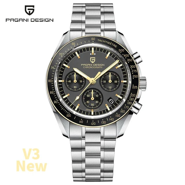 PAGANI DESIGN V4 New Quartz Men's Automatic Date Speed Chronograph Sapphire Mirror Sport Waterproof Watch All Steel VK63 Watches