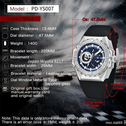 PAGANI DESIGN New Skeleton Men's Mechanical Watch Miyota 8217 Movement Luxury Automatic Watch Men's 2022 Waterproof Reloj Hombre