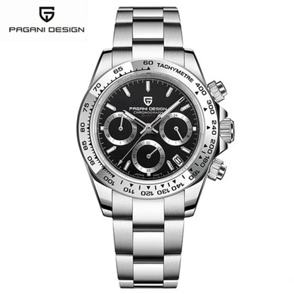 PAGANI DESIGN New Stainless Steel Bezel Men Quartz wristwatches Luxury Sapphire Glass Chronograph VK63 Watch Men reloj hombre