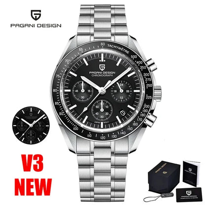 PAGANI DESIGN V4 New Quartz Men's Automatic Date Speed Chronograph Sapphire Mirror Sport Waterproof Watch All Steel VK63 Watches