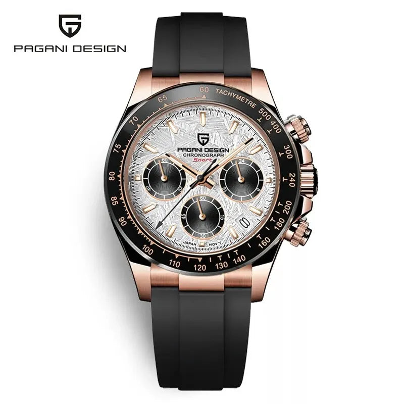 PAGANI DESIGN Chocolate 1644 Luxury Gold Quartz Watch Men Sport Chronograph Automatic Date Stainless steel Waterproof Wristwatch